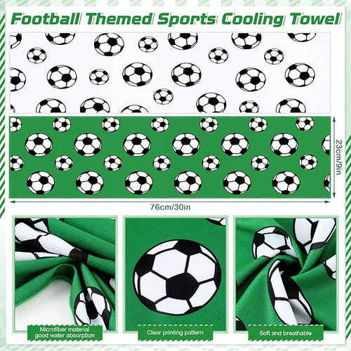 12 Pcs Sports Cooling Towels Baseball Basketball Softball 30 x 9 Inch Breathable Soccer Football Volleyball Microfiber Ice Towel Fast Drying for Party Favors Team Gift(White, Soccer)