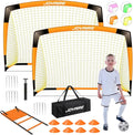 Kids Soccer Goals for Backyard Set, Portable Toddler Soccer Goal 2 of 6x4 ft, 4x3 ft, 7x5 ft, Soccer Training Equipment, Pop Up Soccer Net Kit with Size 4 Soccer Ball, Outdoor Sports Play, Youth Game