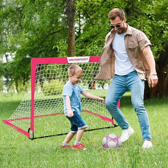Kids Soccer Goals for Backyard Set - 2 of 4' x 3' Portable Soccer Goal Training Equipment, Pop Up Toddler Soccer Net with Soccer Ball, Soccer Set for Kids, Youth Outdoor Games, Sports, Play