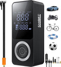 SMART JERRY - Tire Inflator Portable Air Compressor | Cordless Mini Bike Tire Pump with Gauge | Dual-Power Electric 12V Air Compressor for Auto, Motorcycles, Bikes, Balls | Fast Inflation Max 150 PSI