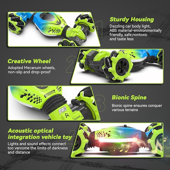 Dysaim Gesture RC Car Hand Controlled Stunt Car for 6-12 yr Boys Girls, 2.4GHz Remote Control Gesture Sensor Toy Drift Twist with Light Music for Kids Birthday Xmas Gift