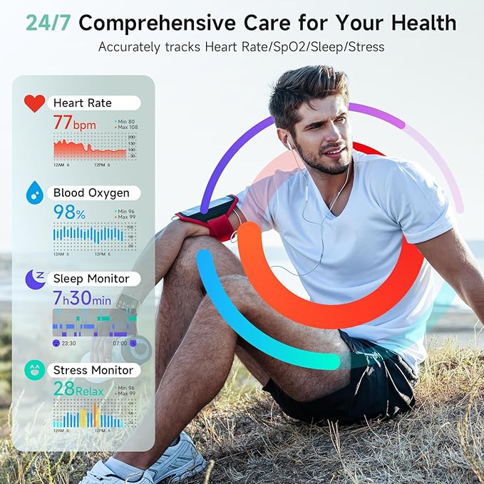Gydom Smart Watch for Men Women, Alexa Built-in, 1.8" Smartwatch with Heart Rate/SpO2/Sleep Monitor, IP68 Waterproof Fitness Tracker, Bluetooth Call (Answer/Make) for Android iPhone, 105+ Sport Mode
