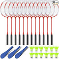 12 Pack Badminton Rackets Set Including Rackets, Nylon Shuttlecocks and Carry Bag for Outdoor Backyard Games Beginners