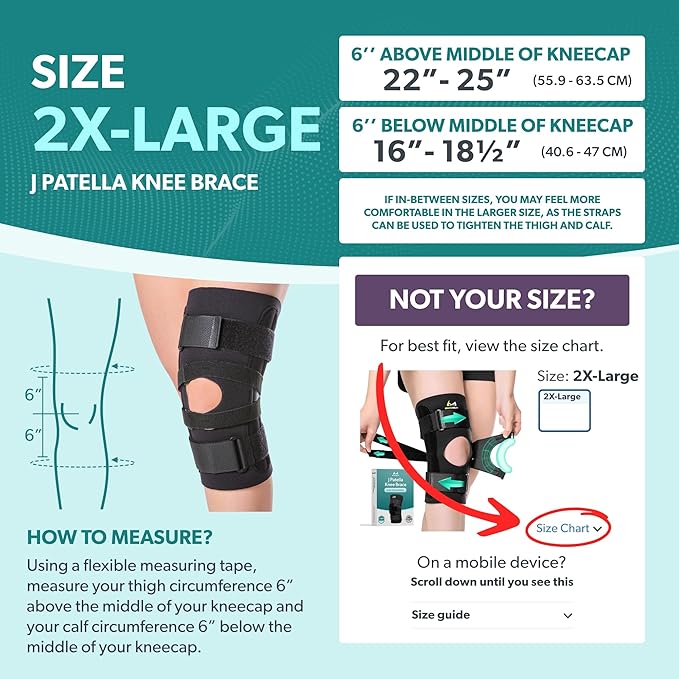 BraceAbility J Patella Knee Brace - Lateral Patellar Stabilizer with Medial and J-Lat Support Straps for Dislocation, Subluxation, Patellofemoral Pain, Left or Right Kneecap Tracking (2XL)