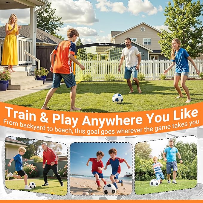 Soccer Goal 7'x5', 6.6‘x3.3', 5'x3.6', 4'x3', 3'x2.2' Soccer Net for Kids Backyard