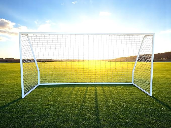 PASS Premier® 12 X 6 Ft. Youth Size Steel Soccer Goal. 2" Diameter Strongest Steel Frame w/Durable 4mm Net, Ground Stakes, Elastic Clasp & Re-Usable Ties. 12x6 Ft. Practice Aid.