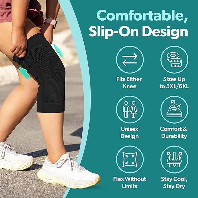 BraceAbility Knee Compression Sleeve - Knit Knee Pain Brace for Men and Women, Arthritis Relief, Meniscus Tear, Running, Workout, Sports, Swelling, Athletic Support for Joint Stability (XS/S Black)