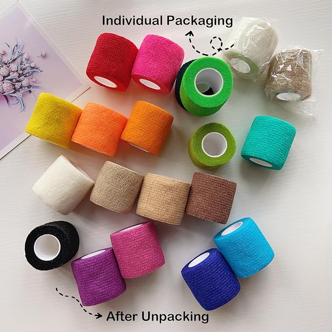 36 PCS Self Adhesive Bandage Wrap 2" X 5 Yards Elastic Cohesive Bandage Wrap Bandage Wrap Rolls Elastic Self-Adherent Tape for Stretch Athletic, Sports, Wrist, Ankle (Black)