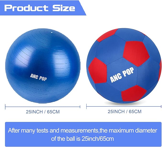 Herding Ball for Dogs Horse Ball & Cover 25" for Horses Large with Hand Pump for Play, Blue and Red