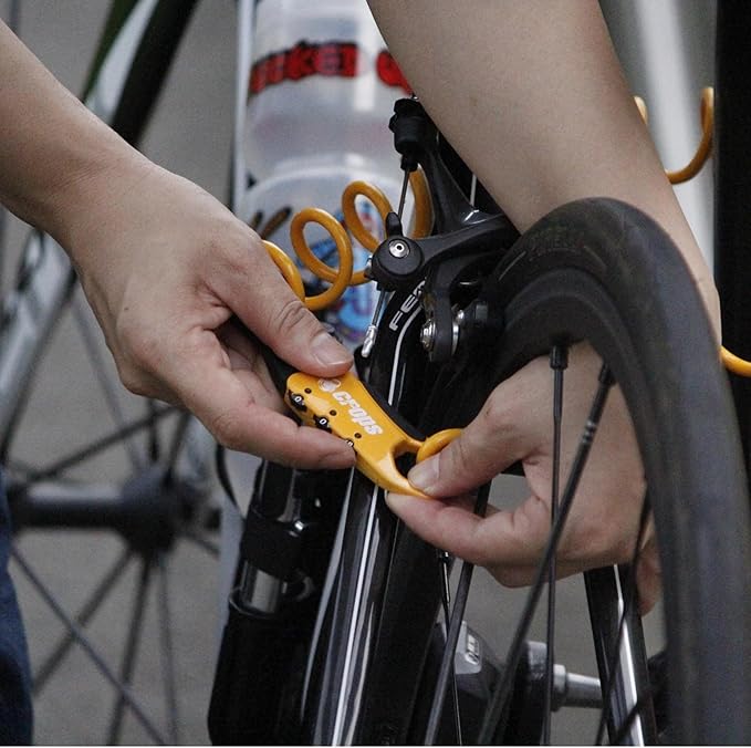 Q5-COCON 6ft Yellow Combination Bike Lock Cable, 3-Digit Resettable, Compact Design, Easy to Carry, Bicycle Lock Cable