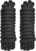 2 Pack 5/8" x 30' Dock Lines - Marine Grade Nylon Boat Rope with 15" Loop for Docking and Mooring - Double Braided Boat Lines, High Strength, Easy Handling, Fray Resistant - Black