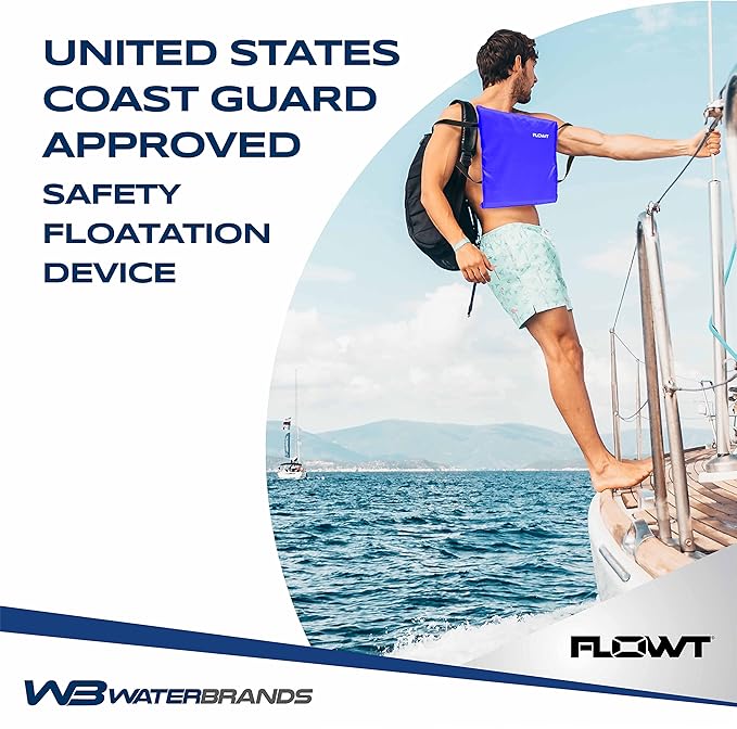 Flowt Boat Seat Cushion and Throw Cushion for Boat Safety – USCG Approved Type IV, Life Cushion for Boat, Durable, Comfortable Boat Seat Cushions for Kayaks, Paddle Board, Canoe and Boating - Blue