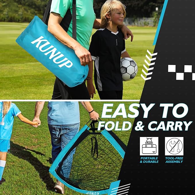 2 of 5×3 6x4 9x5 FT Portable Kids Soccer Goals Set, Foldable Soccer Practice Nets for Backyard with Carrying Bag for Toddler Youth Pop Up Soccer Training Equipment Indoor Outdoor Sports Game Gift