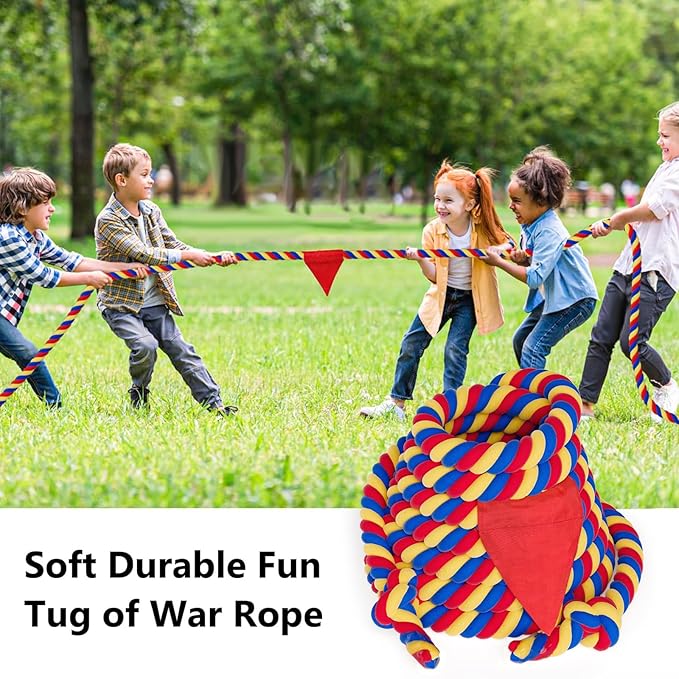 X XBEN Field Day Tug of War Rope for Kids and Adults 75FT, Family Reunion Birthday Party Games, Summer Outside Lawn Games, Camping Picnic Carnival Games, Perfect for Team Building Activities