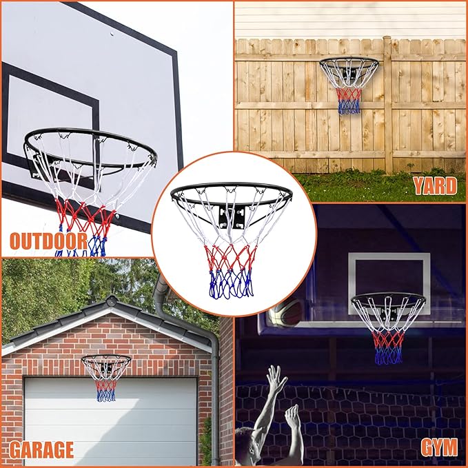 Basketball Rim Goal 18 ", Replacement Basketball Rim Goal Hoop Net for Indoor Outdoor