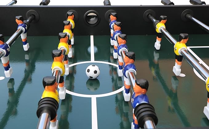 54.5" Foosball Table, Heavy Duty Indoor Soccer Game Set with 4 Balls, Steel Rods & Weighted Players for Game Rooms, Man Caves, Offices & Family Entertainment
