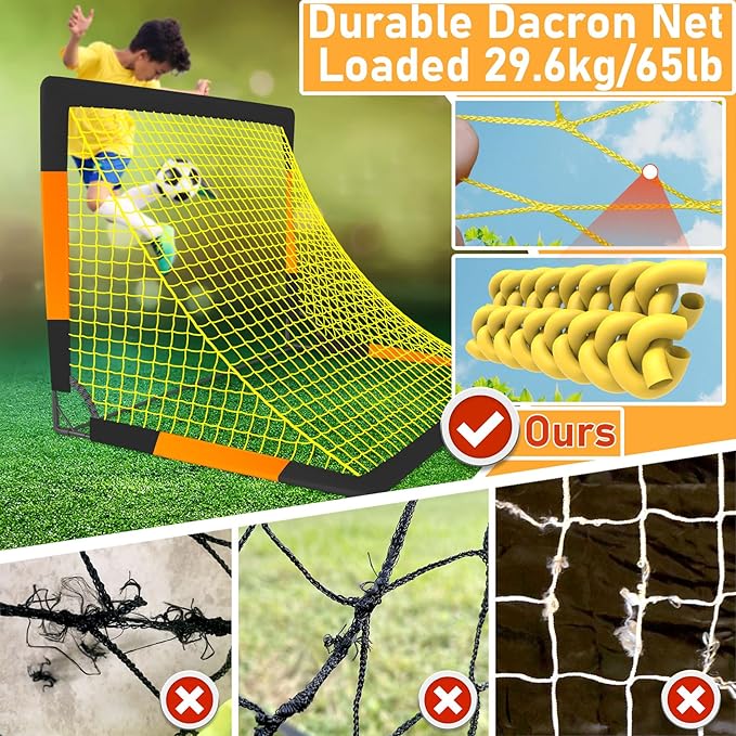 Soccer Goal 7'x5', 6.6‘x3.3', 5'x3.6', 4'x3', 3'x2.2' Soccer Net for Kids Backyard