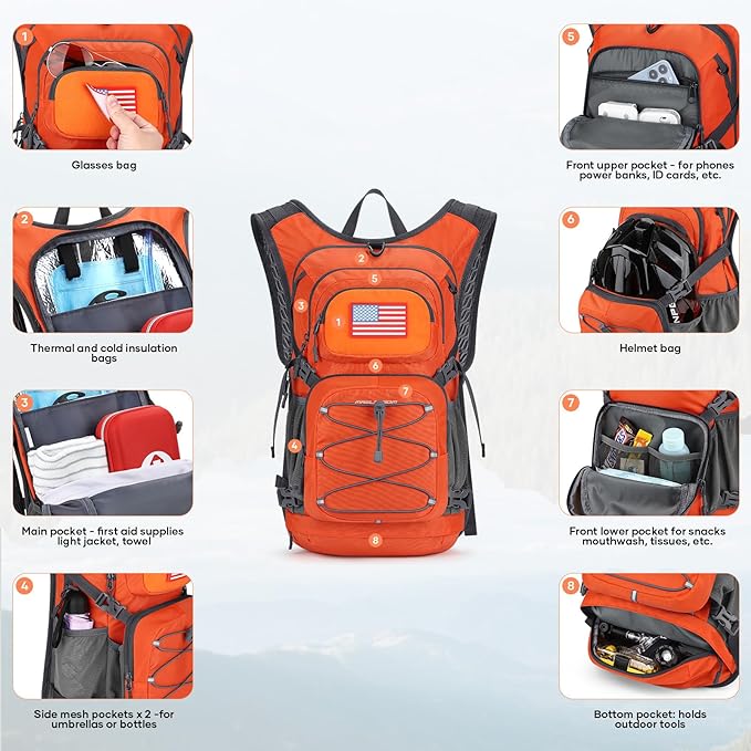 Maelstrom Hydration Hiking Backpack with 2L/3L Water Bladder, High Flow Bite Valve Camping Daypack Lightweight