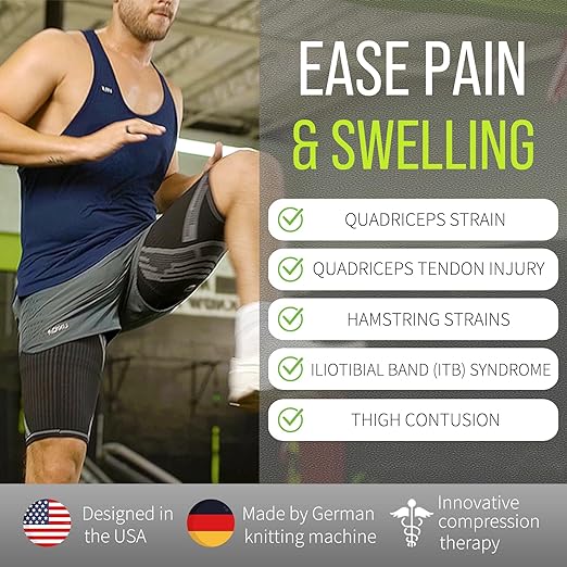 Hamstring Compression Sleeve, Thigh Compression Sleeve for Women and Men, Upper Leg Brace for Groin, Sciatica & Quad Tendonitis, Wrap Support for Recovery, Running, Sports and Workout Purple XL