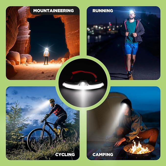 3 Pack LED headlamp rechargeable, 1200 mAh battery head lamp with 6 lightning modes, Red safety headlight with adjustable light angle, led headlights high and low beam for camping, hiking, running