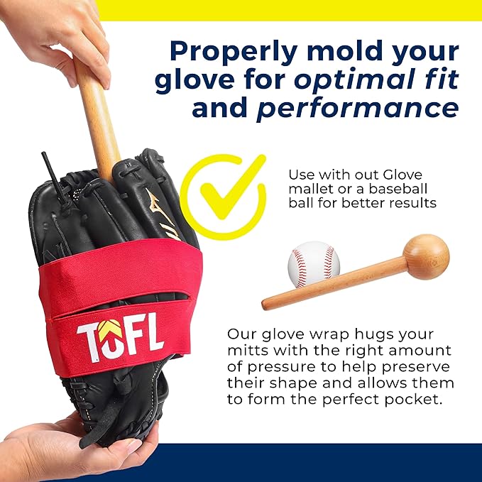 TOFL Baseball Glove Wrap | Premium Elastic Band for Perfect Glove Shape, Break-in & Maintenance | Shape Locker for Men’s & Women’s Softball, Adult & Youth Baseball Mitts, Fits Big & Small Sizes