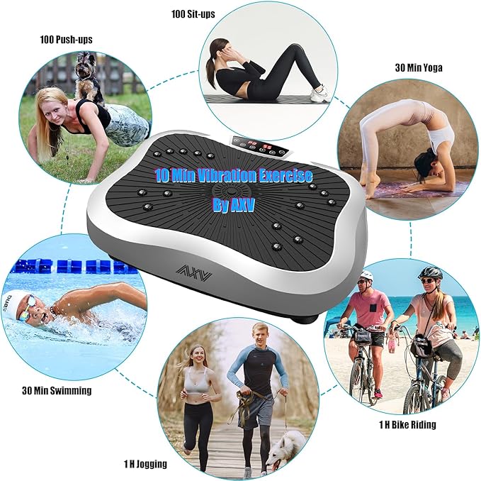 AXV Vibration Plate Exercise Machine Whole Body Workout Vibrate Fitness Platform Lymphatic Drainage Machine for Weight Loss Shaping Toning Wellness Home Gyms Workout