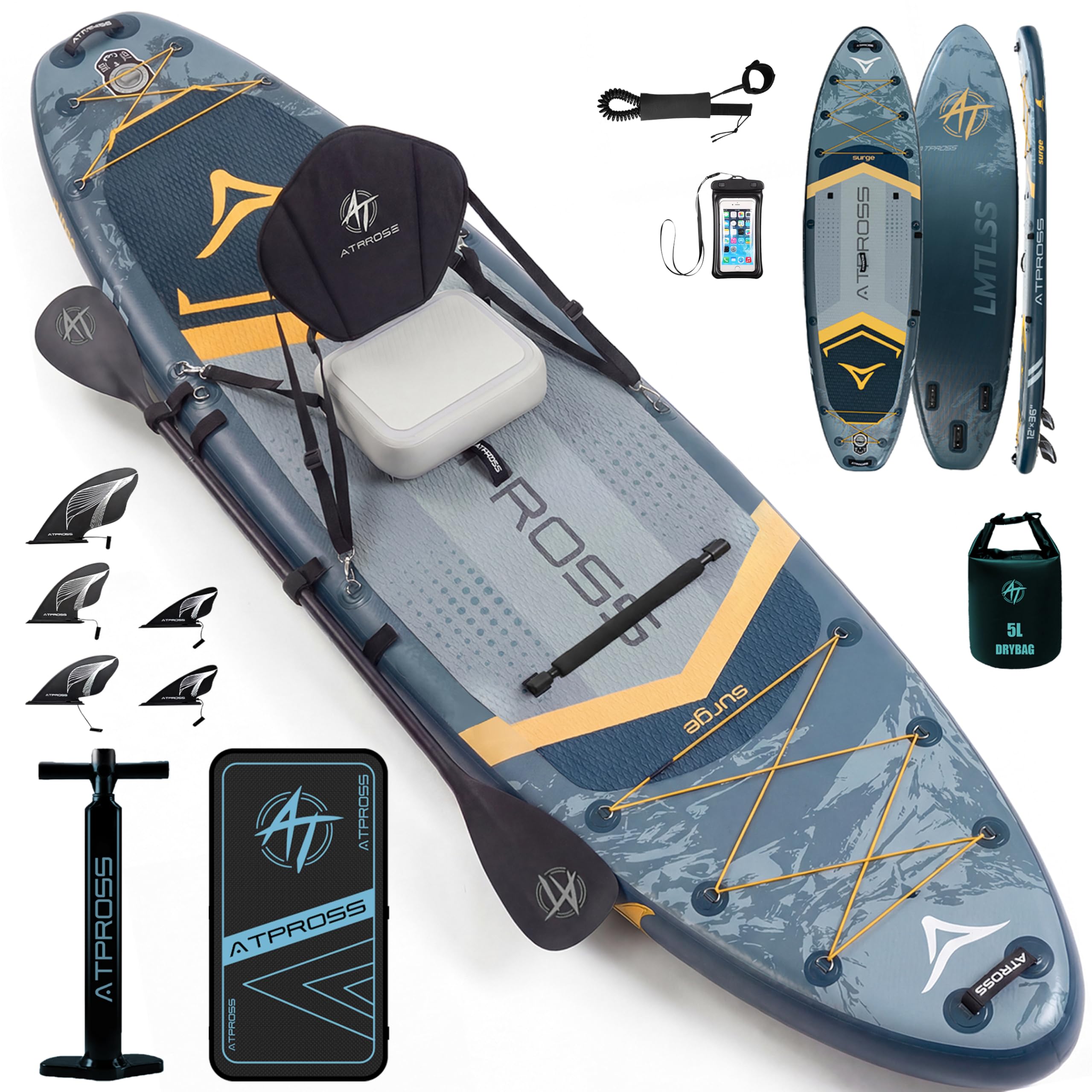 ATPROSS 12'x36 Inflatable Stand Up Paddle Board with Seat, 500lbs Wide SUP