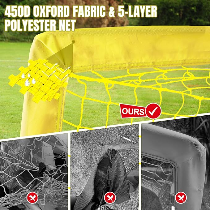 Kids Soccer Goals for Backyard Set, Portable Toddler Soccer Goal 2 of 6x4 ft, 4x3 ft, 7x5 ft, Soccer Training Equipment, Pop Up Soccer Net Kit with Size 4 Soccer Ball, Outdoor Sports Play, Youth Game