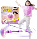 JOYIN Purple Ankle Skip Ball with Flashing Lights, Toy for Kids Indoor & Outdoor, Flashing Swing Ball Foldable Sports Toy, Birthday Gifts for Kids 3 4 5 +