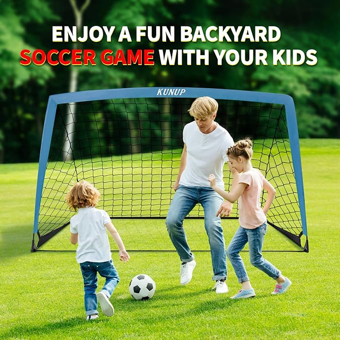 2 Pack Kids Soccer Goal for Backyard Set 6x4FT Portable Pop Up Soccer Net Training Equipment with Soccer Ball, Training Dice Mat, Cones and Carry Bag for Youth Toddler Teams Indoor Outdoor Sport Game