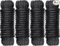 Boat Dock Lines Marine Rope - 3/8" x 20ft with Pre-Spliced 12" Loop Double Braided Nylon Ropes Bumper Tie Mooring Line for Boats Docking Pontoon Boating Accessories - 4 Pack