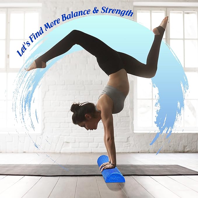 Yes4All High-Density EPP Half Round Back Roller Foam, Exercise Foam Roller for Yoga, Pilates & Stretching - 12, 18, 24, 36 inch
