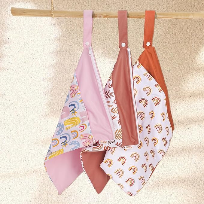 Wet Bag,Wet Dry Bag,Wet Bag for Swimsuit,With Two Zipper Wet dry Pouch,Waterproof Reusable Little Rainbow