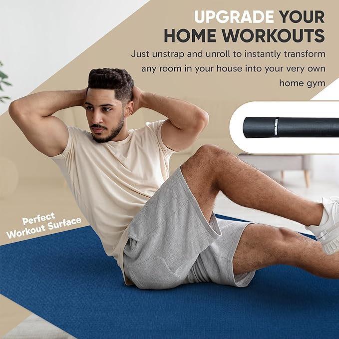 Gorilla Mats Premium Large Exercise Mat – 6x4', 7x4', x7x5', 8x4', 10x4' (1/4" Thick) Ultra Durable, Non-Slip, Workout Mat for Instant Home Gym Flooring – Great on Any Floor – Use With or Without Shoes