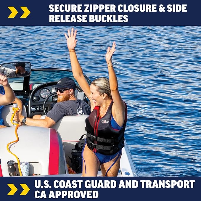 WOW Sports - Red Large/Extra Large Life Jacket - US Coast Guard Approved Life Vest - Fishing, Kyaking, & Boating PFD