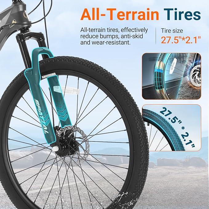 SPATIAL Mountain Bike, 24/26/27.5/29 inch Outdoor Cycling Bike,21/8 Speed Lightweight Aluminum Frame | Dual Disc Brakes,Adjustable Ergonomic Seat for Men Women Adult,MTB Bicycle