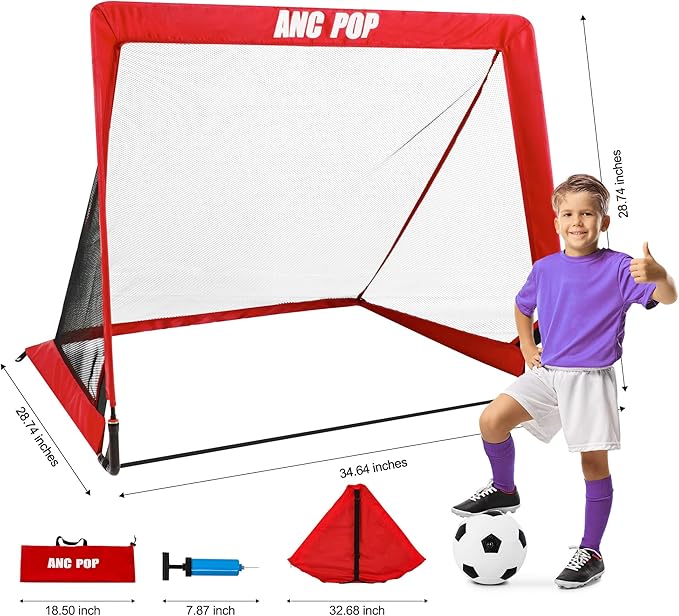 Portable Pop Up Soccer Goal for Kids Trainning and Family Game Foldable Soocer Net for Backyard with Carrying Case