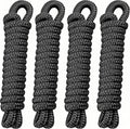 4 Pack 3/8 Inch x 10 ft Boat Fender Lines - Marine Grade Nylon Boat Rope with 5" Loop for Tying Fenders and Docking - Double Braided Dock Lines, Easy Handling, Fray Resistant, Black