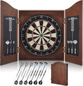 Sisal Dart Board Cabinet Sets, Decorative Dart Boards for Adults [12*Steel Darts] - Wooden Dartboard Cabinet with Integrated Scoreboard for Family Game Rooms