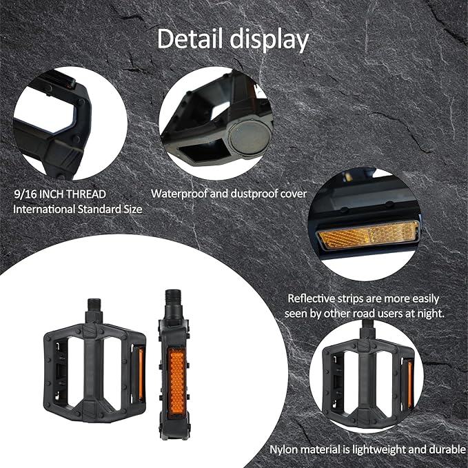 Bike Pedals 9/16" Lightweight Non-Slip Bicycle Platform Pedals - Fits Most Adult Bikes & Mountain Bikes &MTB, Durable and Slip-Resistant Design