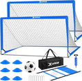 Kids Soccer Goals for Backyard Set of 2, 6x4 ft Portable Pop Up Soccer Goal Training Equipment with Soccer Ball, Ladder and Cones, Soccer Nets for Backyard for Kids Youth Toddler Outdoor Sports Games
