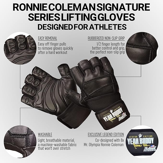 Schiek Ronnie Coleman Signature Series Lifting Gloves - Weight Lifting Grip Gloves Size : X-Small
