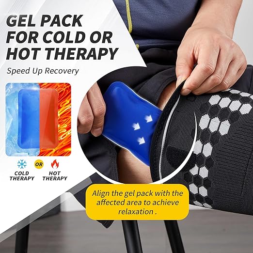 CAMBIVO Thigh Compression Sleeves - Hamstring & Quad Support with Hot & Cold Gel Pack - Upper Leg Braces for Sciatica Pain Relief, Pulled Muscle Strains, Two Adjustable Non-Slip Straps