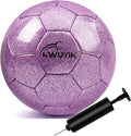 Size 3 4 5 Glitter Pink Gold Purple Soccer Ball Set with Pump Youth Soccer Ball for Kids Aged 4-6 6-8 8-12 Toddler Soccer Ball Soft Training Ball Practice for Teens Children Adults Boys Girls