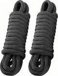 2 Pack 3/4" x 25' Dock Lines - Marine Grade Nylon Boat Rope with 15" Loop for Docking and Mooring - Double Braided Boat Lines, High Strength, Easy Handling, Fray Resistant - Black