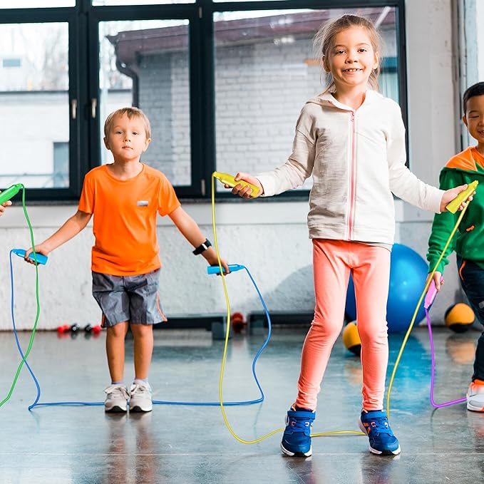 Jump Ropes for Kids, Colorful Jump Ropes for Kids Bulk, Adjustable Skipping Ropesfor Boys Girls, Tangle-Free Plastic Jumping Ropes for Party Favor Exercise Outdoor Activity
