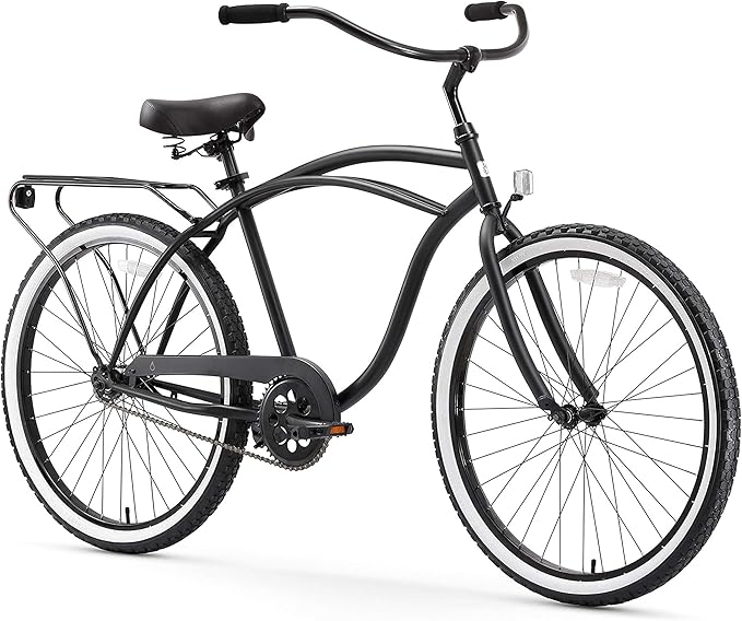 sixthreezero Around The Block Men's Beach Cruiser Bike, Hybrid Bicycle with Rear Rack