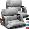 Wide Stadium Seats With Back Support 2 Pack, Exclusive "Sofa Style" Design Extra Thick Bleacher Chairs With Back and Cushion, 6 Reclining Positions - Ultimate Comfort for Sports Events (Grey, 22.5")