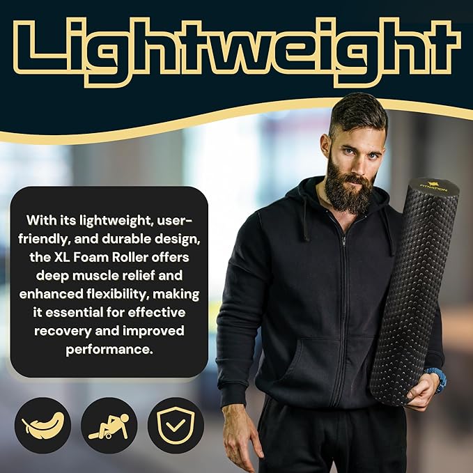 FitNation Foam Roller – High-Density Foam Muscle Roller – Textured Foam Rollers for Muscle Massage, Stretching, Pilates, Yoga