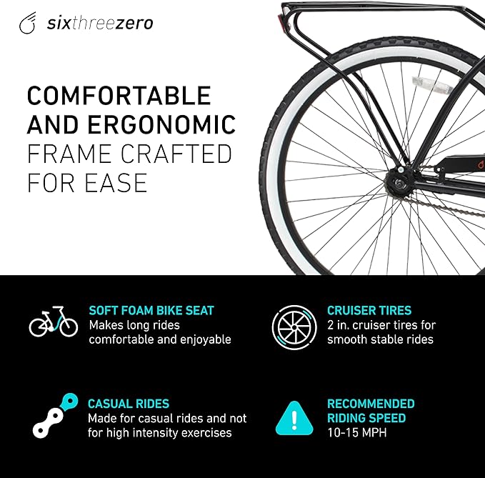 sixthreezero Around The Block Men's Beach Cruiser Bike, Hybrid Bicycle with Rear Rack